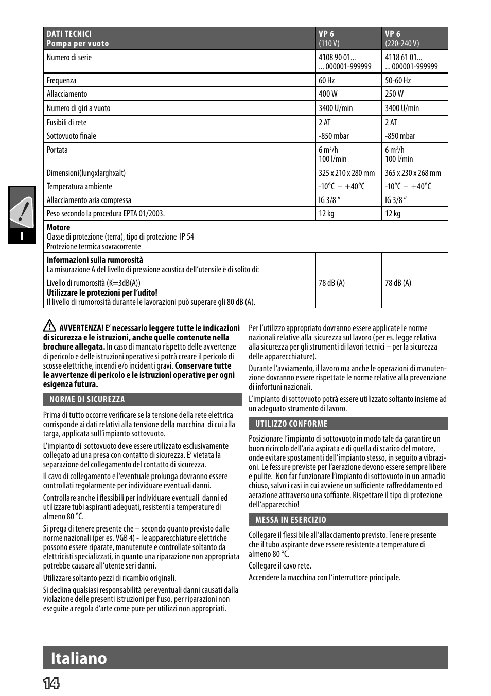 Deutsch, Italiano | Milwaukee VP 6 User Manual | Page 16 / 44