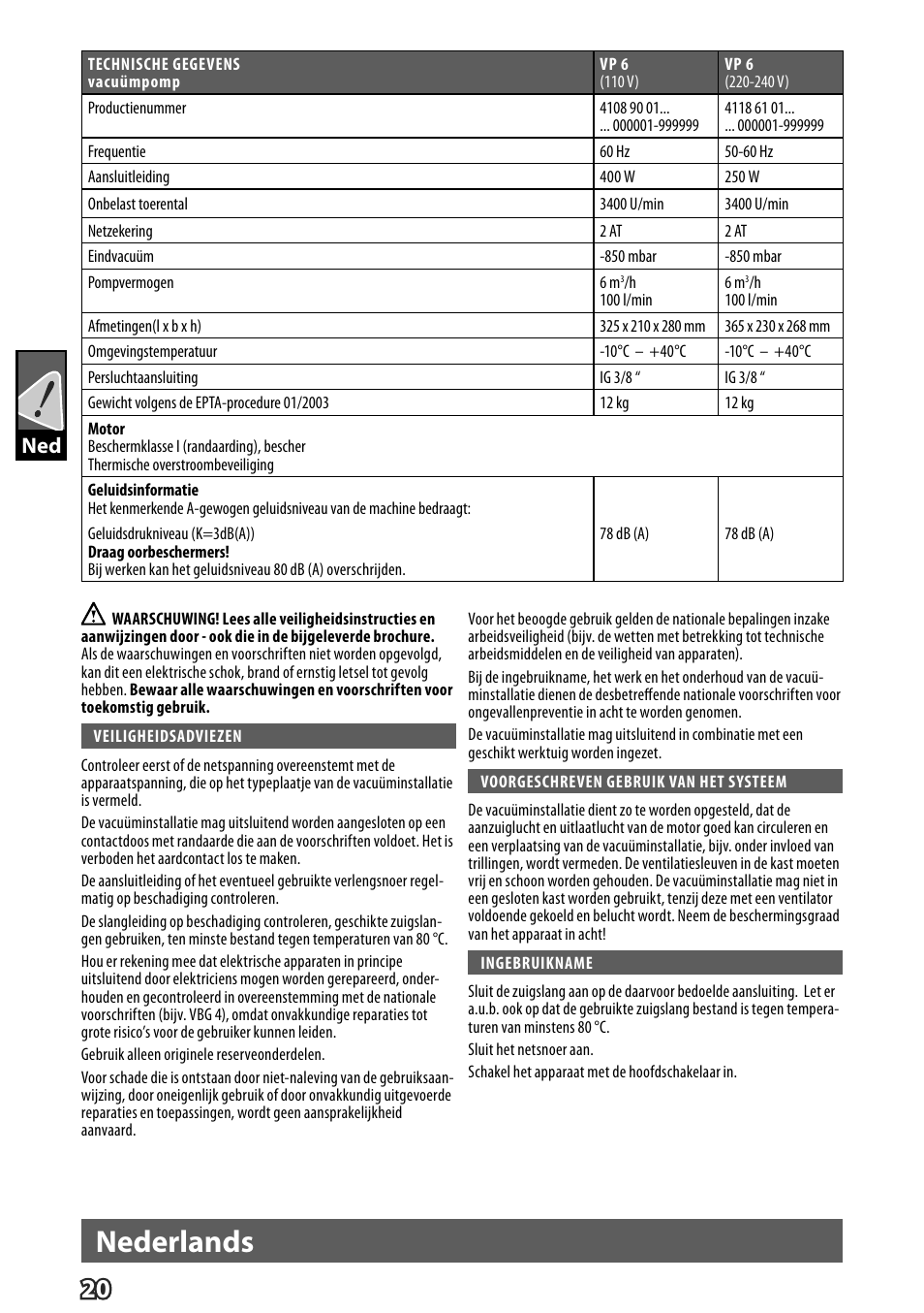 Deutsch, Nederlands, Dned | Milwaukee VP 6 User Manual | Page 22 / 44