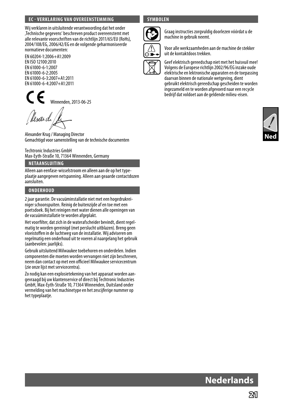 Deutsch, Nederlands | Milwaukee VP 6 User Manual | Page 23 / 44