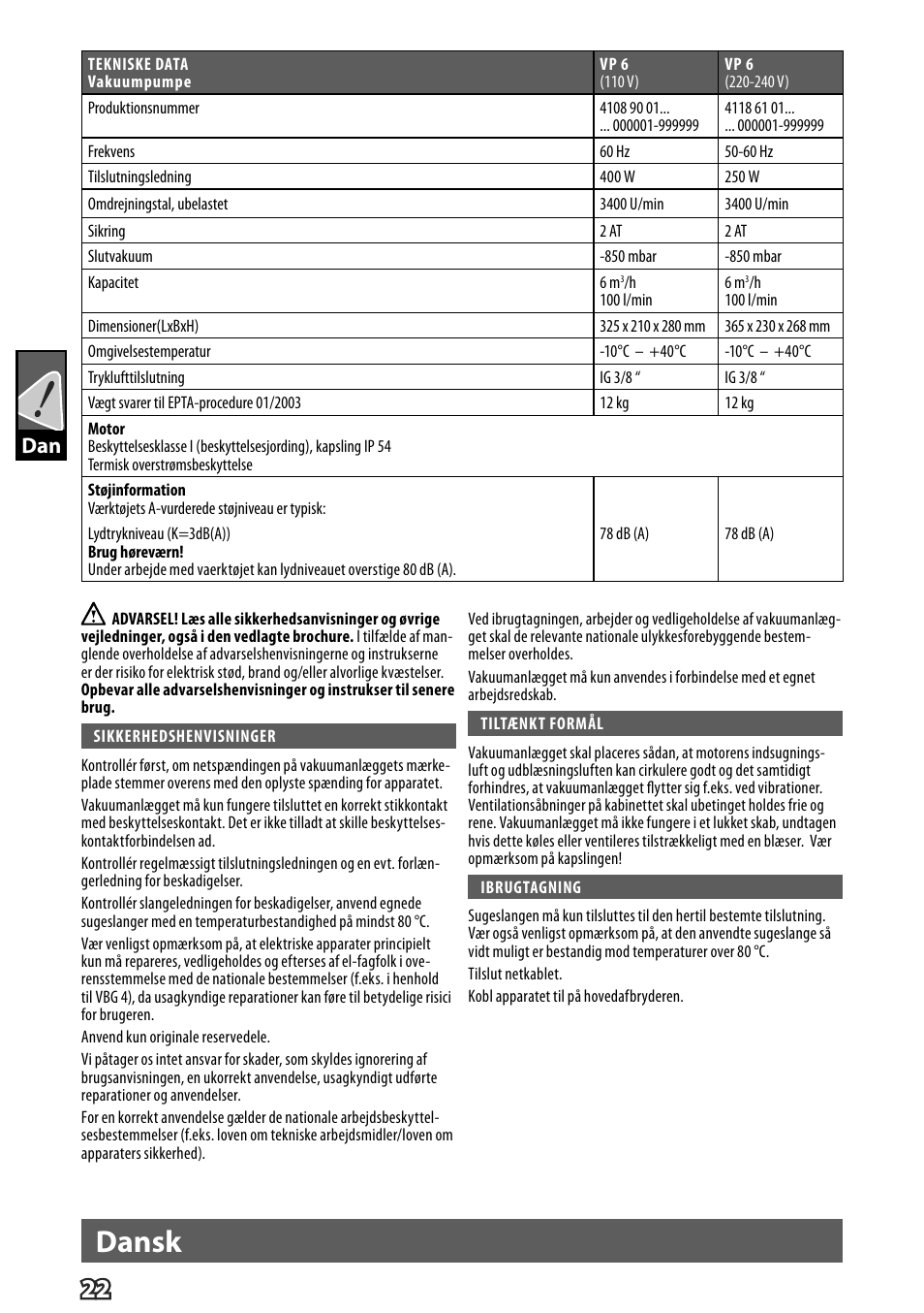 Deutsch, Dansk, Ddan | Milwaukee VP 6 User Manual | Page 24 / 44