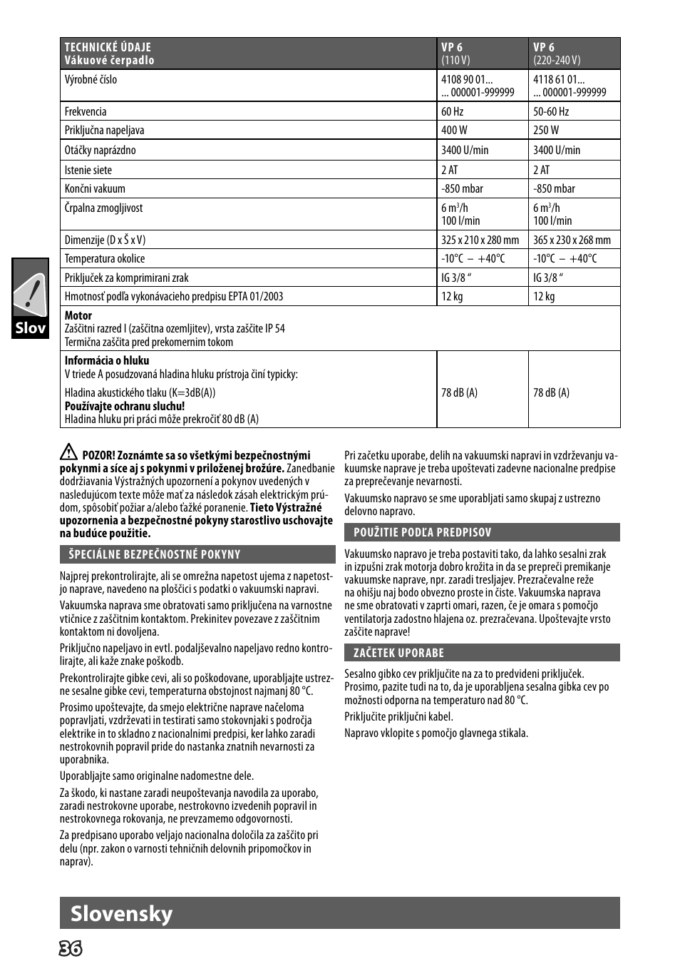 Deutsch, Slovensky, Dslov | Milwaukee VP 6 User Manual | Page 38 / 44