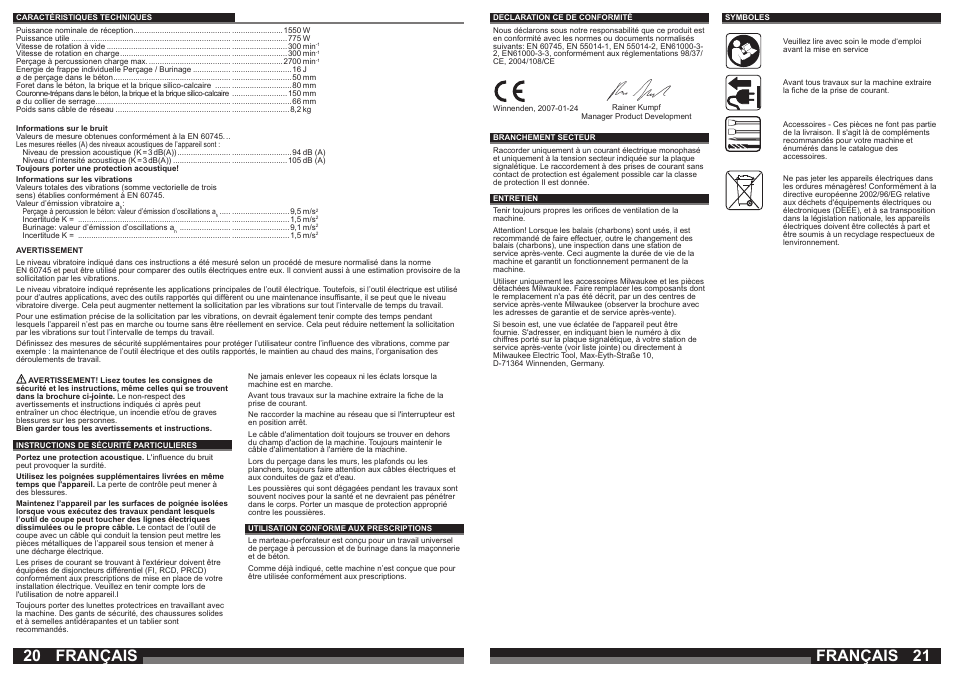 Français | Milwaukee 750 S User Manual | Page 11 / 37