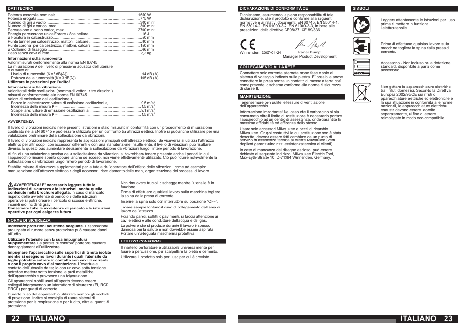 Italiano | Milwaukee 750 S User Manual | Page 12 / 37