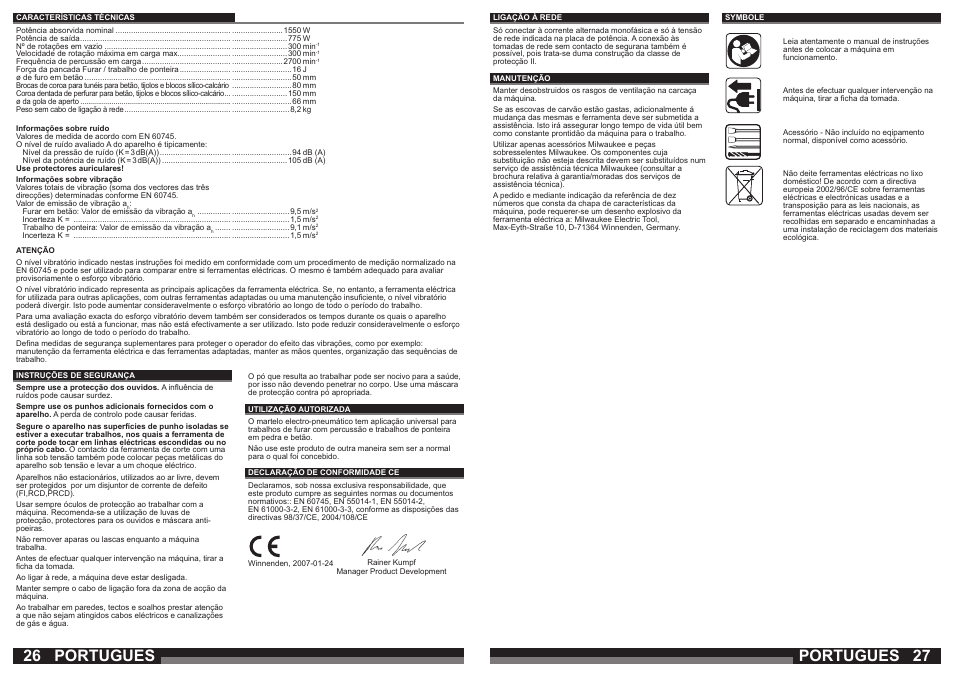 Portugues | Milwaukee 750 S User Manual | Page 14 / 37