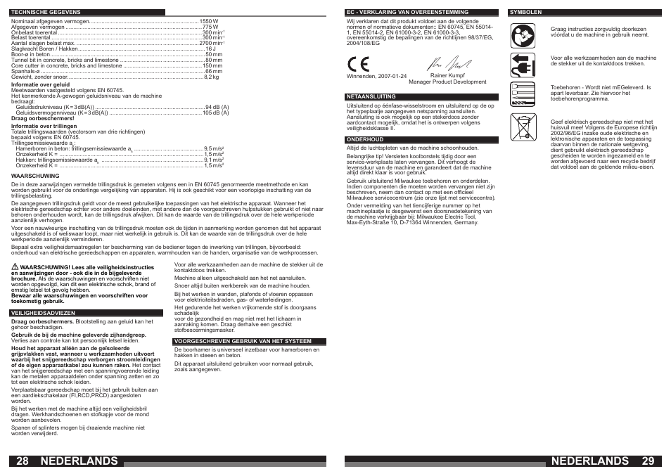 Nederlands | Milwaukee 750 S User Manual | Page 15 / 37