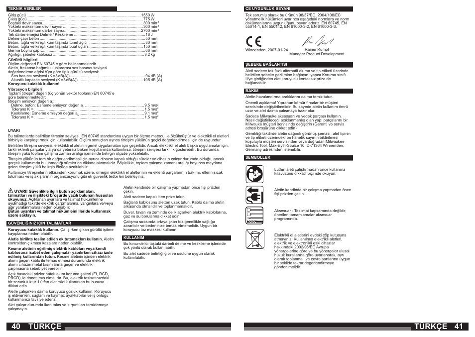 Türkçe | Milwaukee 750 S User Manual | Page 21 / 37