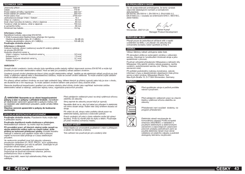 Česky | Milwaukee 750 S User Manual | Page 22 / 37