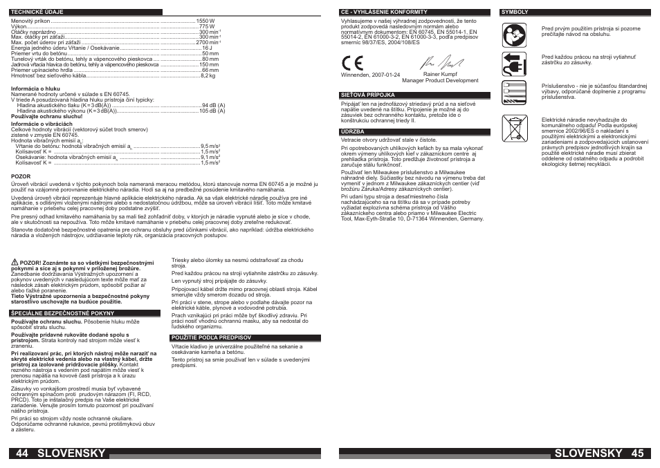 Slovensky | Milwaukee 750 S User Manual | Page 23 / 37