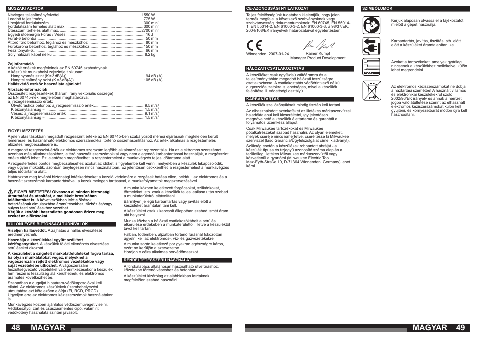 Magyar | Milwaukee 750 S User Manual | Page 25 / 37