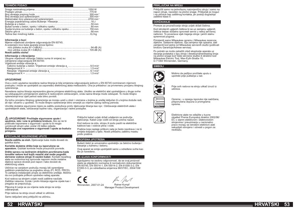 Hrvatski | Milwaukee 750 S User Manual | Page 27 / 37