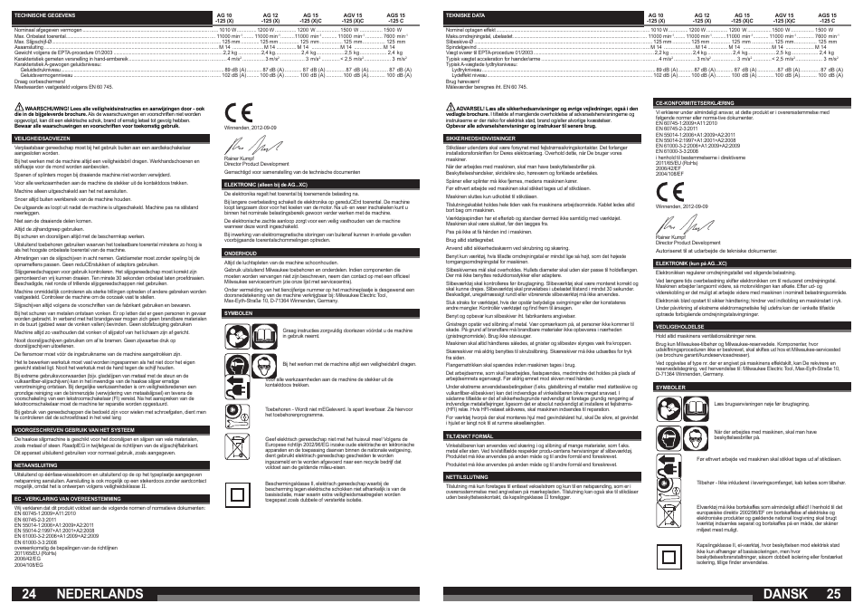 Nederlands, Dansk | Milwaukee AGS 15-125 C User Manual | Page 13 / 25