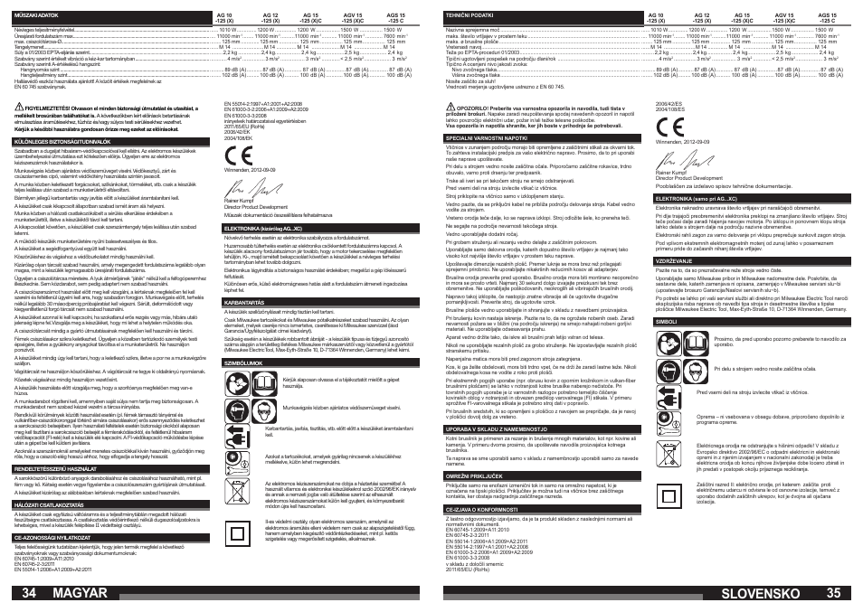 Magyar, Slovensko | Milwaukee AGS 15-125 C User Manual | Page 18 / 25