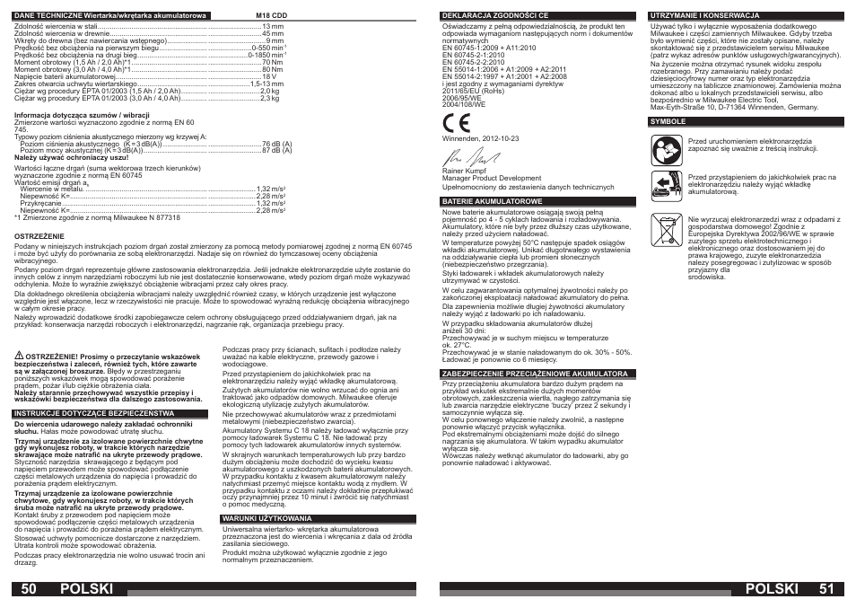 Polski | Milwaukee M18 CDD User Manual | Page 26 / 38