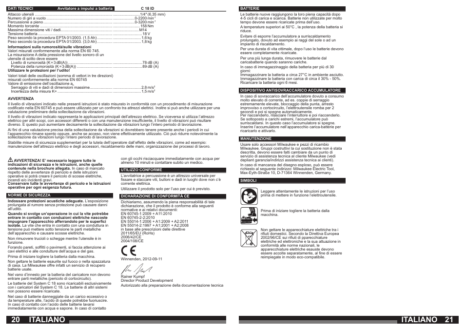 Italiano | Milwaukee C18 ID User Manual | Page 11 / 35