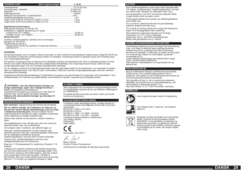 Dansk | Milwaukee C18 ID User Manual | Page 15 / 35