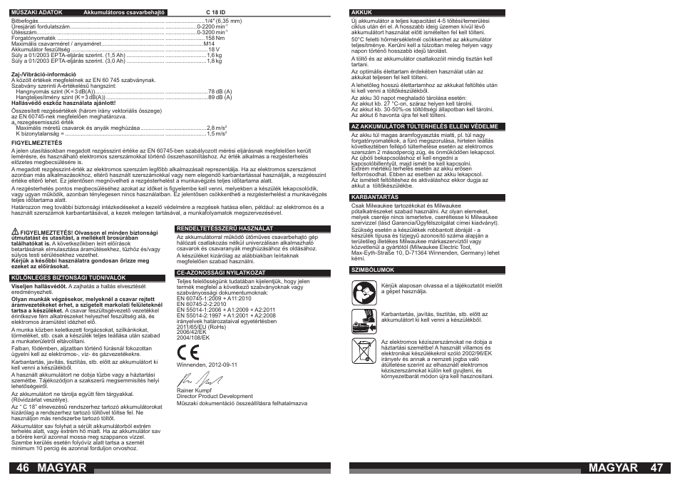 Magyar | Milwaukee C18 ID User Manual | Page 24 / 35