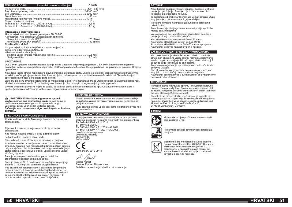 Hrvatski | Milwaukee C18 ID User Manual | Page 26 / 35