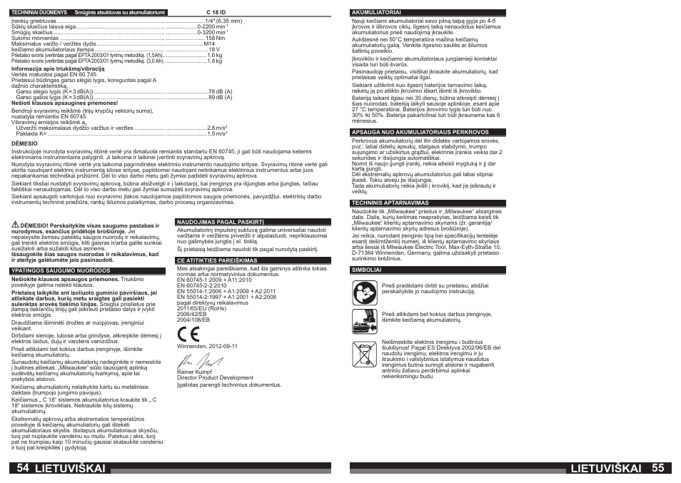 Lietuviškai | Milwaukee C18 ID User Manual | Page 28 / 35