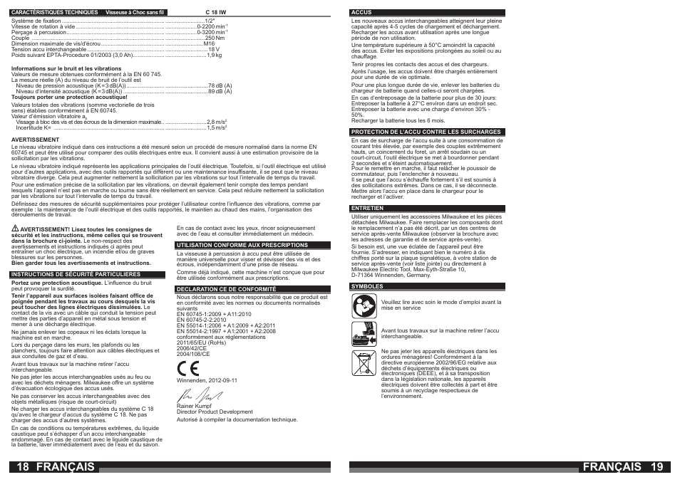 Français | Milwaukee C18 IW User Manual | Page 10 / 35