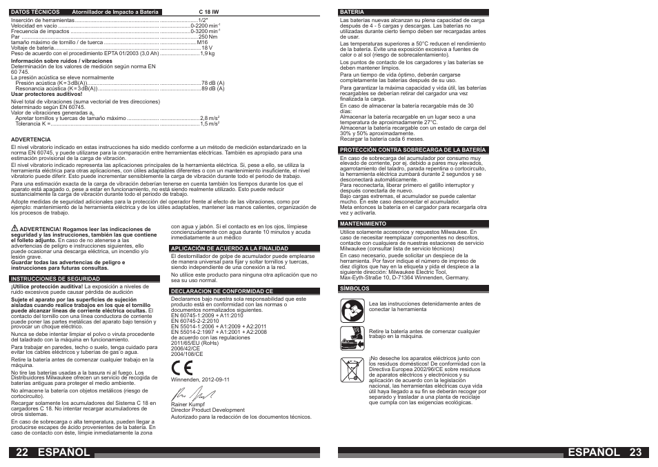 Español | Milwaukee C18 IW User Manual | Page 12 / 35