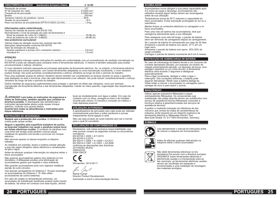 Portugues | Milwaukee C18 IW User Manual | Page 13 / 35