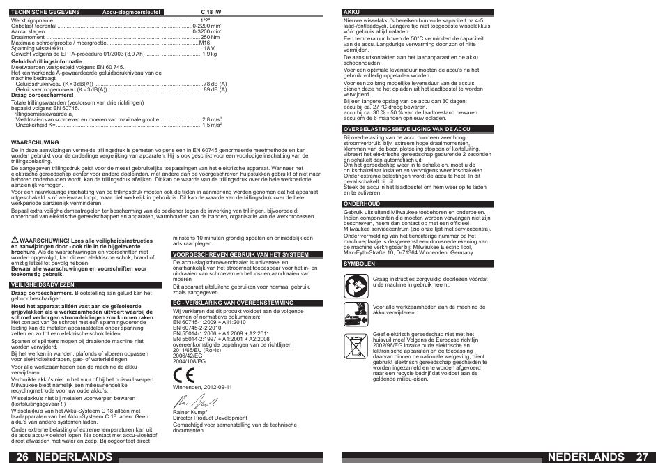 Nederlands | Milwaukee C18 IW User Manual | Page 14 / 35