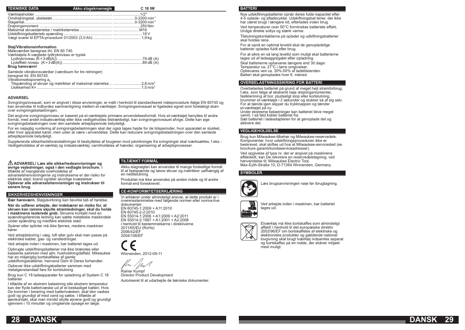 Dansk | Milwaukee C18 IW User Manual | Page 15 / 35