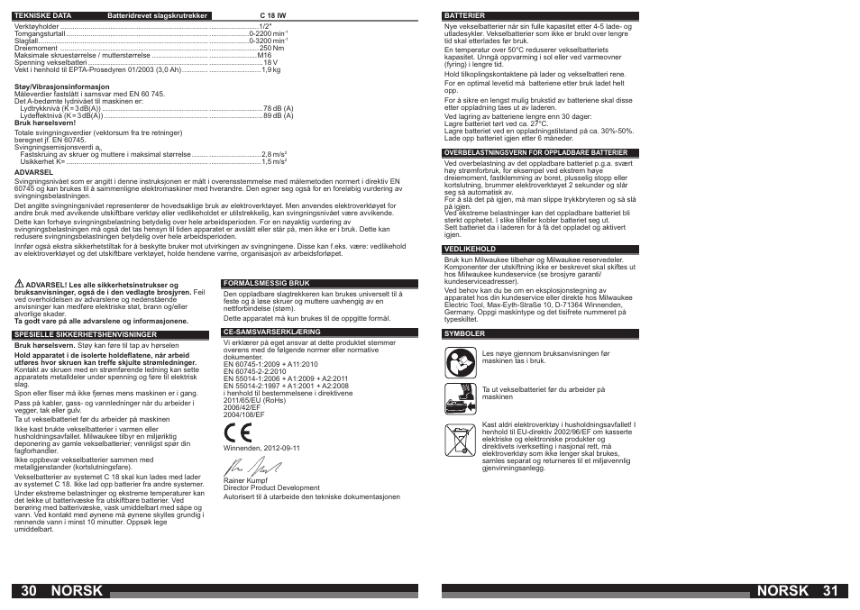 Norsk | Milwaukee C18 IW User Manual | Page 16 / 35