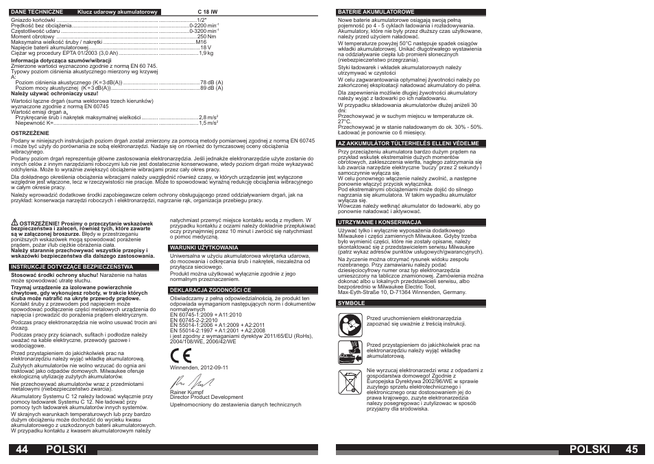 Polski | Milwaukee C18 IW User Manual | Page 23 / 35