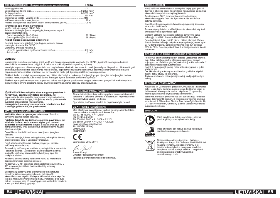 Lietuviškai | Milwaukee C18 IW User Manual | Page 28 / 35