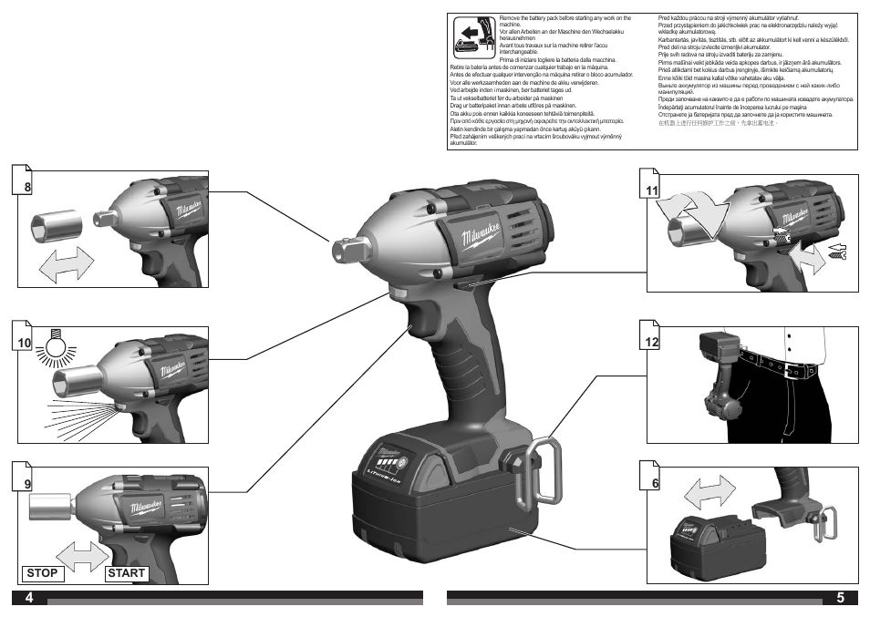 Start stop | Milwaukee C18 IW User Manual | Page 3 / 35