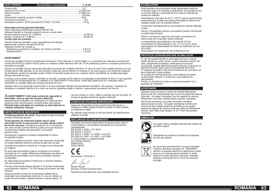 România | Milwaukee C18 IW User Manual | Page 32 / 35