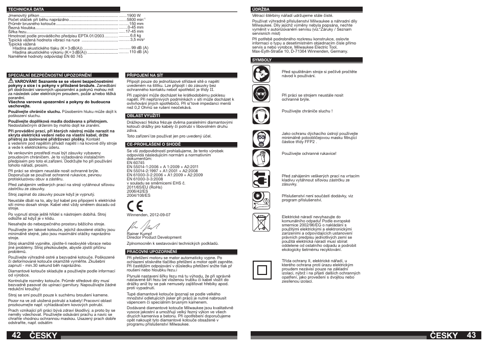 Česky | Milwaukee WCS 45 User Manual | Page 22 / 37