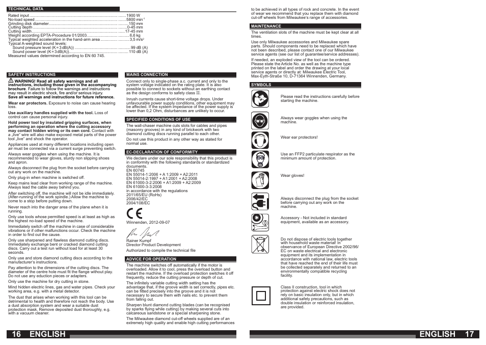 English | Milwaukee WCS 45 User Manual | Page 9 / 37