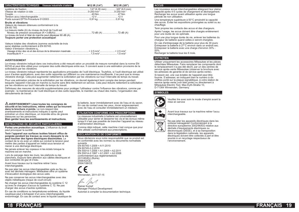 Français | Milwaukee M12 IR User Manual | Page 10 / 35