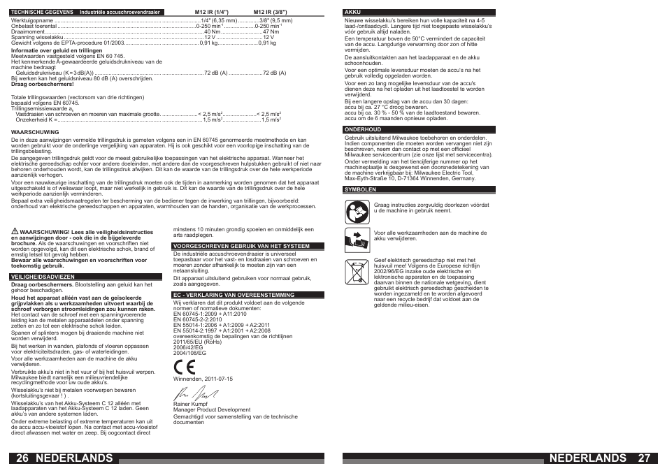Nederlands | Milwaukee M12 IR User Manual | Page 14 / 35