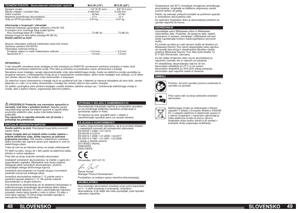 Slovensko | Milwaukee M12 IR User Manual | Page 25 / 35