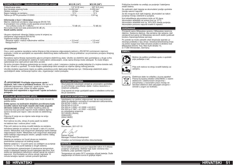 Hrvatski | Milwaukee M12 IR User Manual | Page 26 / 35