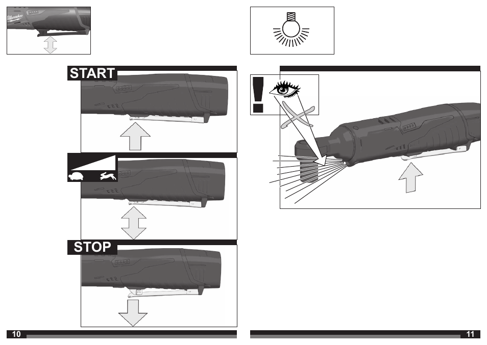 Start stop | Milwaukee M12 IR User Manual | Page 6 / 35