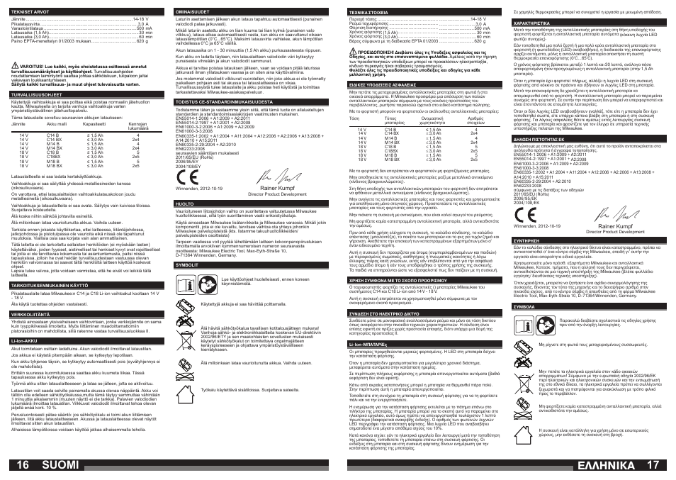Åëëçnéêá, Suomi | Milwaukee C 1418 C User Manual | Page 9 / 19
