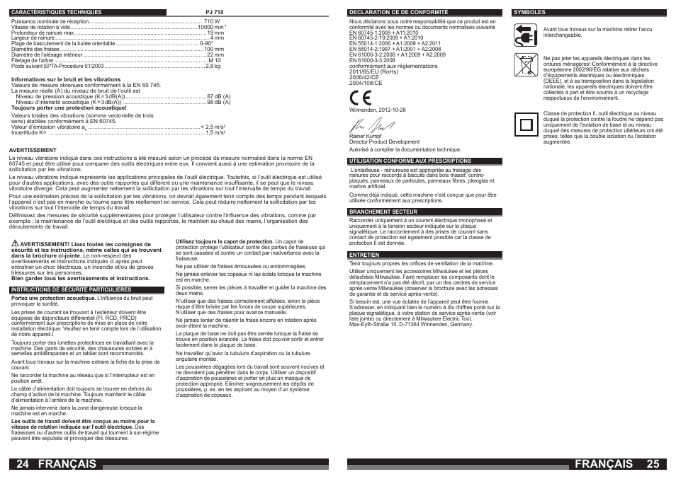 Français | Milwaukee PJ 710 User Manual | Page 13 / 37