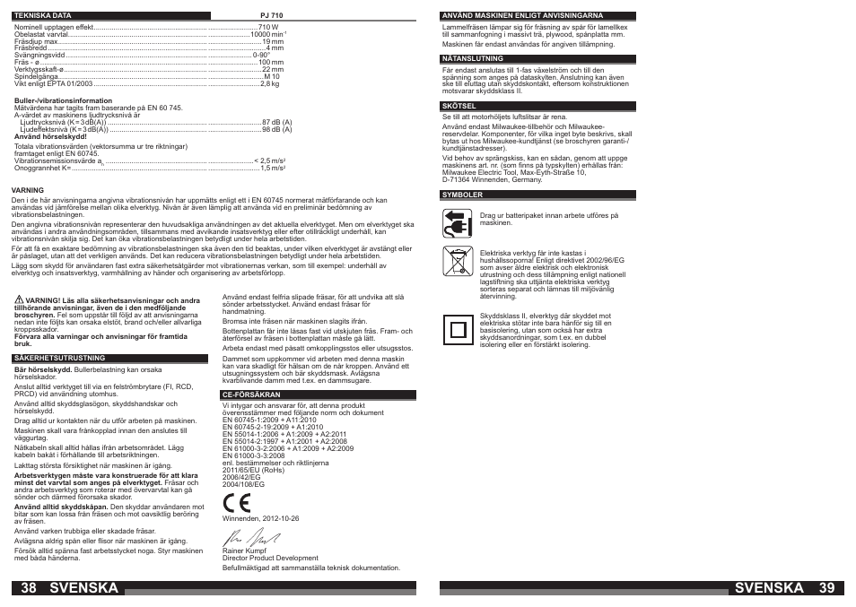 Svenska | Milwaukee PJ 710 User Manual | Page 20 / 37