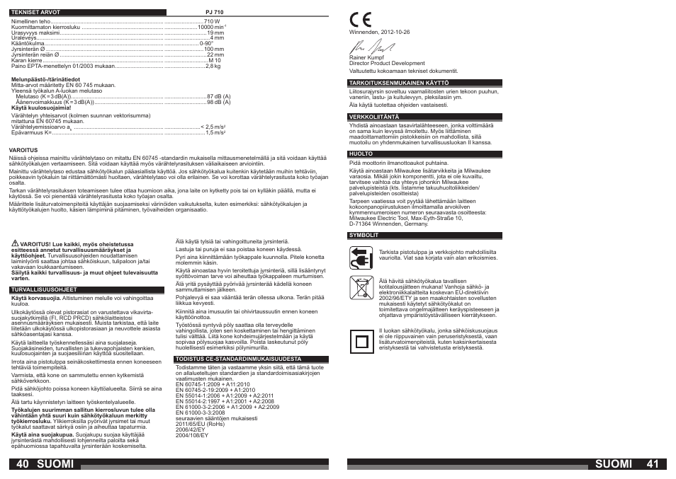 Suomi | Milwaukee PJ 710 User Manual | Page 21 / 37