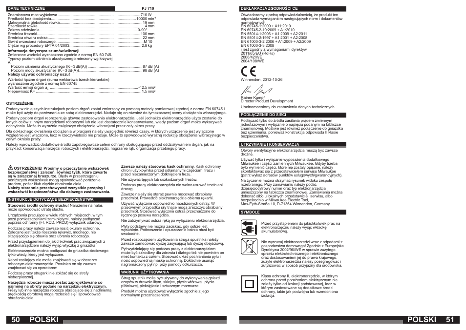 Polski | Milwaukee PJ 710 User Manual | Page 26 / 37