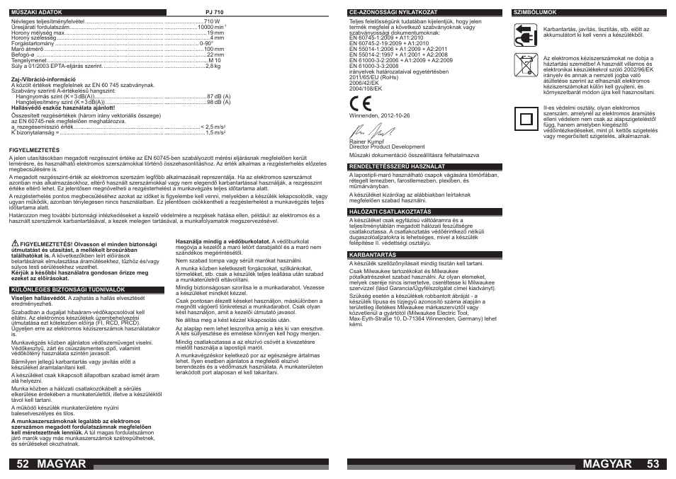 Magyar | Milwaukee PJ 710 User Manual | Page 27 / 37