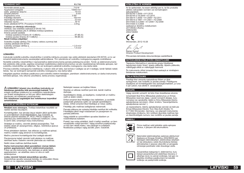 Latviski | Milwaukee PJ 710 User Manual | Page 30 / 37