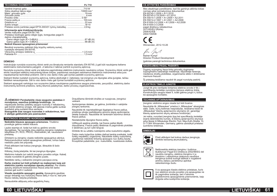 Lietuviškai | Milwaukee PJ 710 User Manual | Page 31 / 37