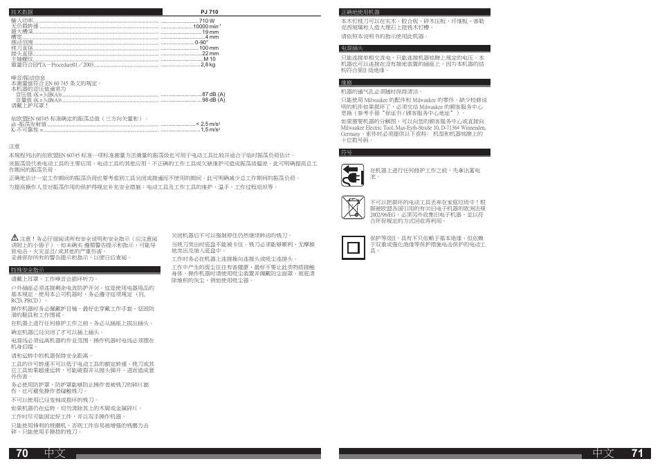 Milwaukee PJ 710 User Manual | Page 36 / 37