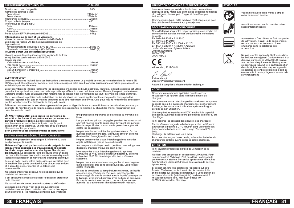 Français | Milwaukee HD28 JSB User Manual | Page 16 / 43