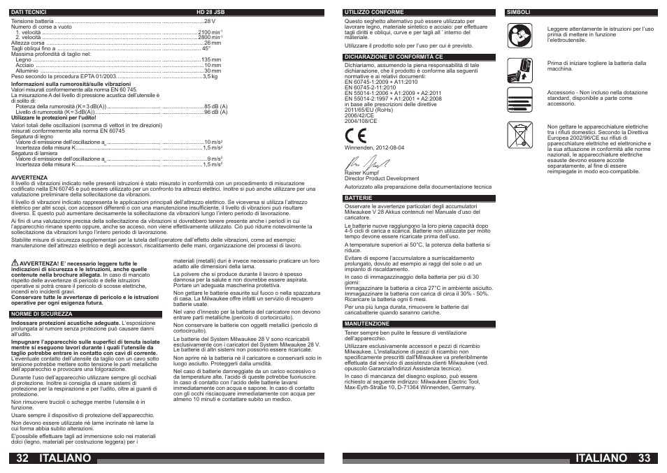 Italiano | Milwaukee HD28 JSB User Manual | Page 17 / 43